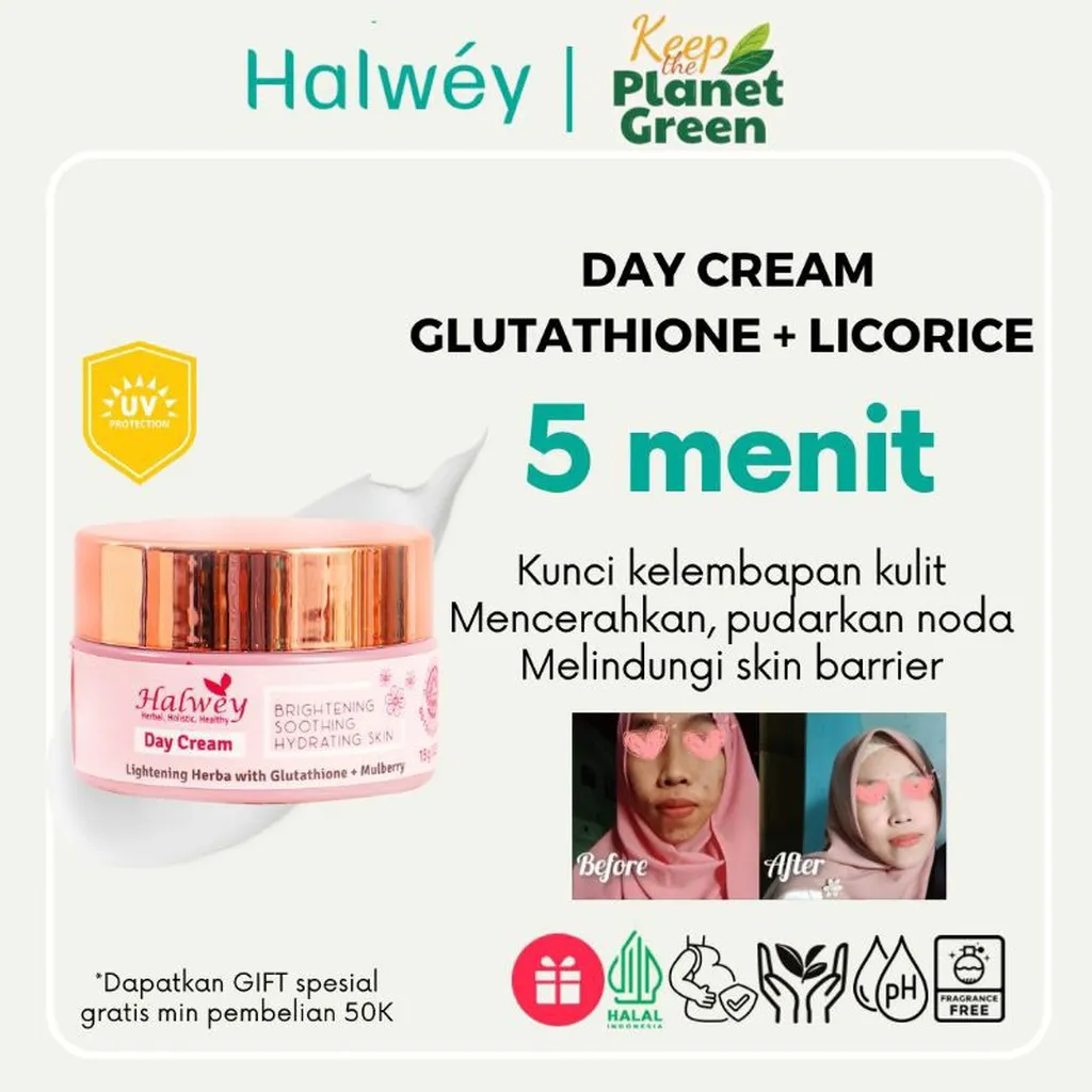 Day Cream Lightening Glutathione, 15gr